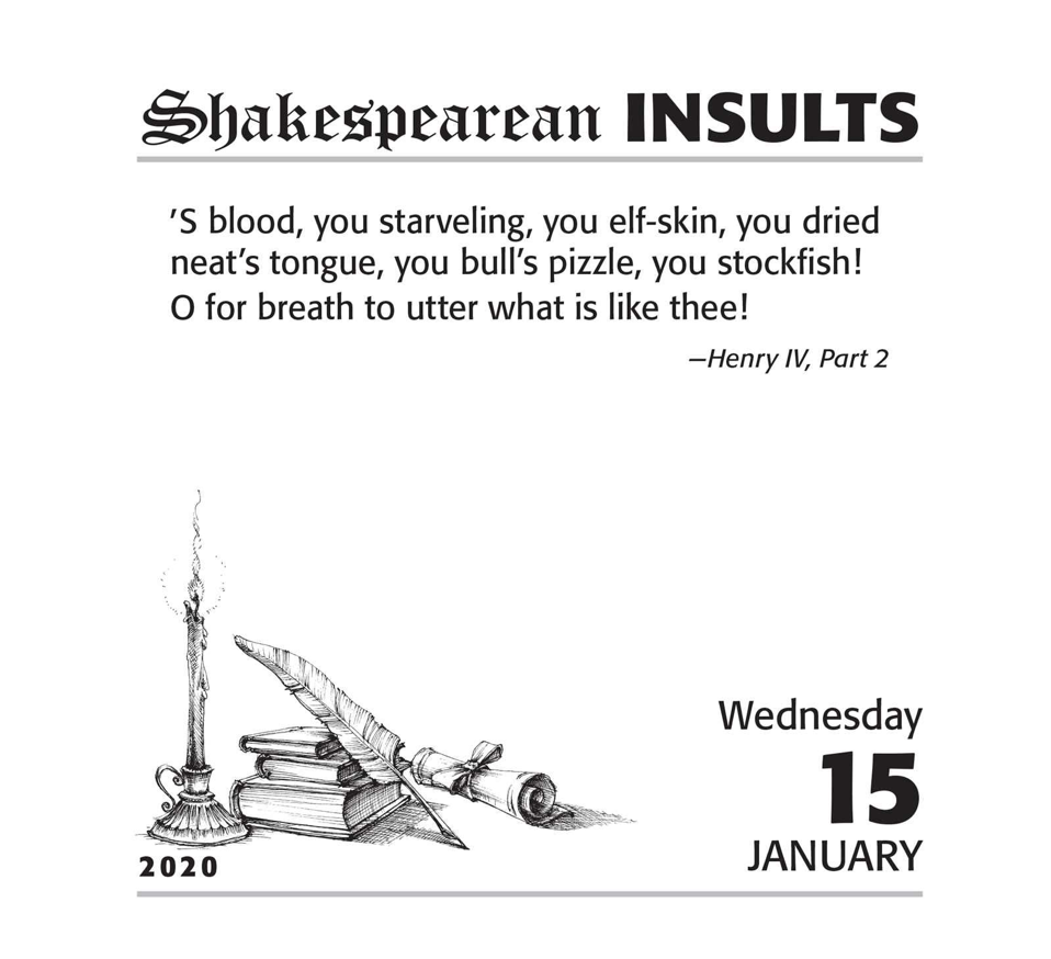 Shakespeare Insult Desk Calendar New York Theater